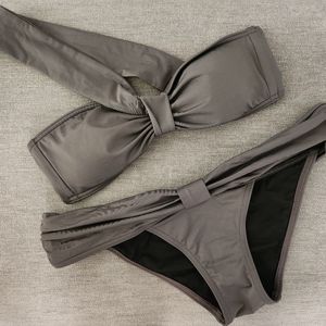 VS Victoria's Secret Gray One Shoulder Bikini Set Small